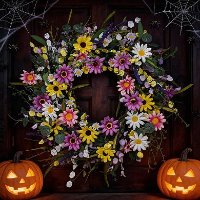 Spring Wildflower Daisy Lavender Wreath
