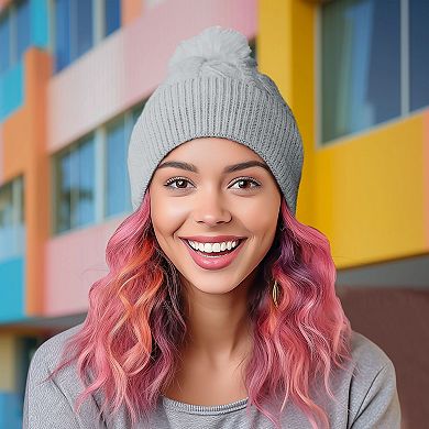 Dalix Cable Knit Pom Beanie