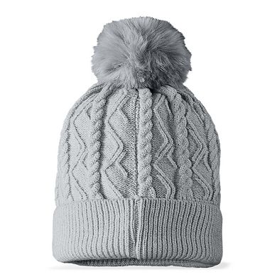 Dalix Cable Knit Pom Beanie
