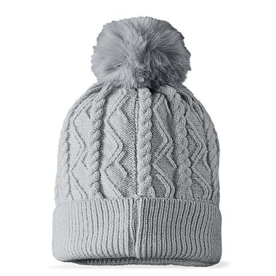 Dalix Cable Knit Pom Beanie