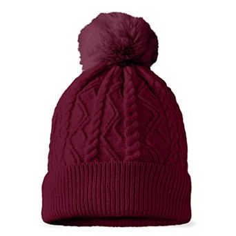 Dalix Cable Knit Pom Beanie