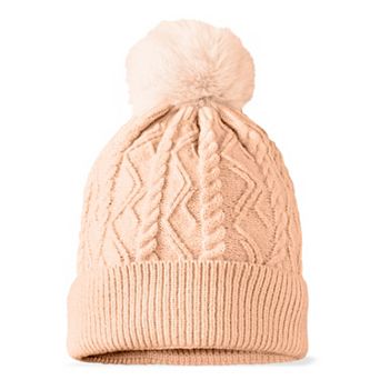 Dalix Cable Knit Pom Beanie