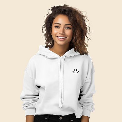 Dalix Smile Face Cropped Hoodie