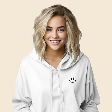Dalix Smile Face Cropped Hoodie