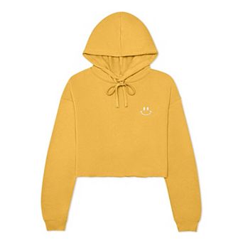 Dalix Smile Face Cropped Hoodie