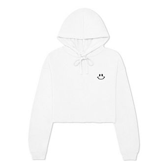 Dalix Smile Face Cropped Hoodie