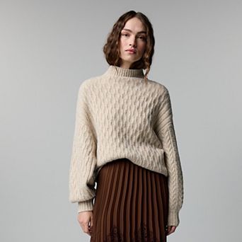 Women's Simply Vera Vera Wang Cable Mockneck Sweater