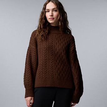 Petite Simply Vera Vera Wang Cable Mockneck Sweater
