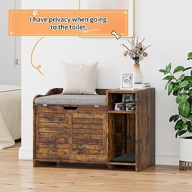 Hidden Litter Box Enclosure Decorative Wooden Pet Washroom Cabinet