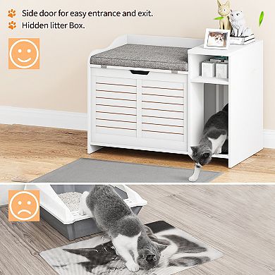 Hidden Litter Box Enclosure Decorative Wooden Pet Washroom Cabinet