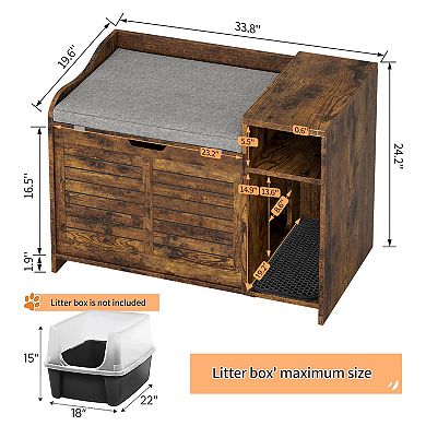 Hidden Litter Box Enclosure Decorative Wooden Pet Washroom Cabinet
