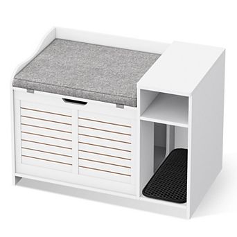 Hidden Litter Box Enclosure Decorative Wooden Pet Washroom Cabinet