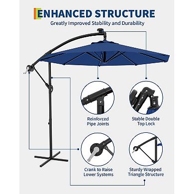 10FT Cantilever Patio Umbrella with 360-Degree Rotation, Offset Hanging Outdoor Shade Canopy