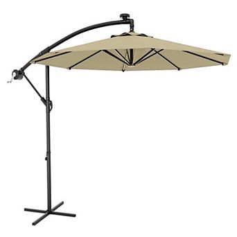 10FT Cantilever Patio Umbrella with 360-Degree Rotation, Offset Hanging Outdoor Shade Canopy