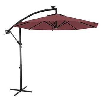 10FT Cantilever Patio Umbrella with 360-Degree Rotation, Offset Hanging Outdoor Shade Canopy