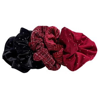 Emberly 5-Pack Burgundy and Black Scrunchie Set