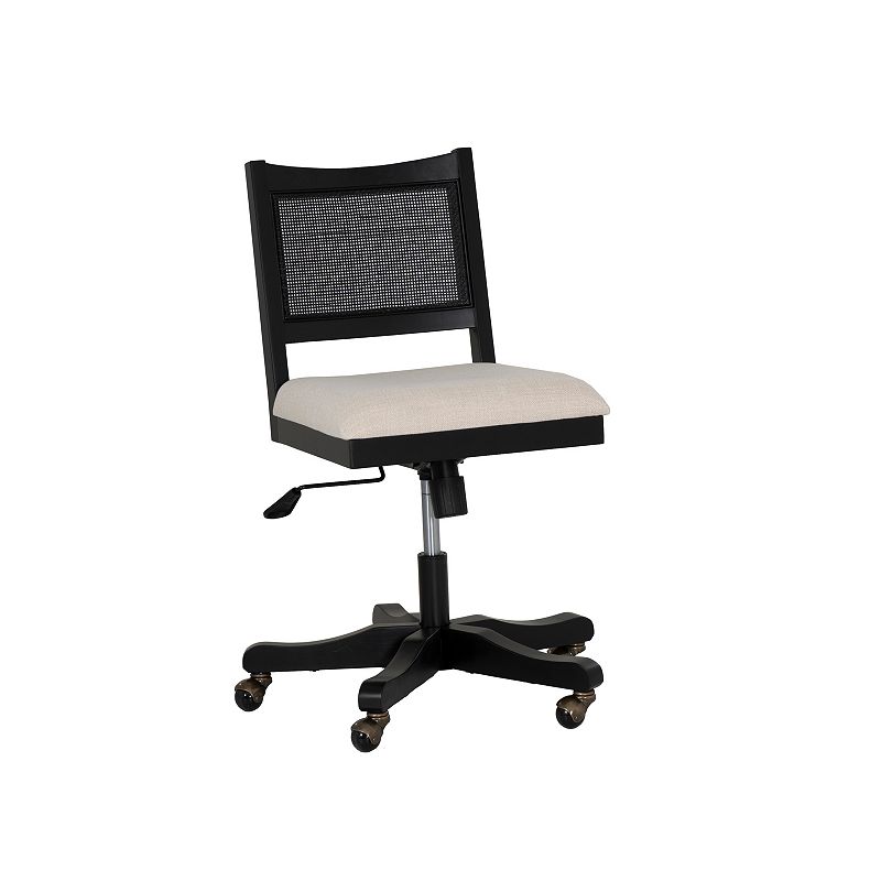 Linon Bauer Swivel Office Chair with Adjustable Height and Upholstered Seat, Black