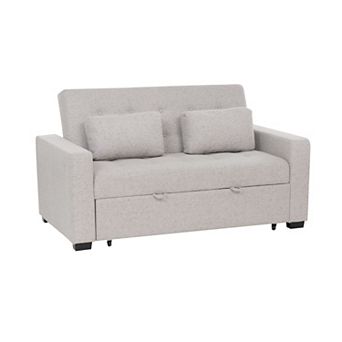 Linon Pull Out Sofa Bed with Storage & Two Cushions