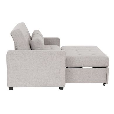Linon Pull Out Sofa Bed with Storage & Two Cushions