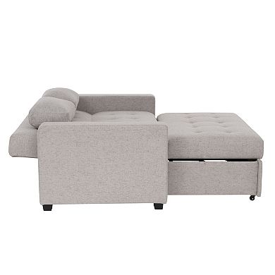 Linon Pull Out Sofa Bed with Storage & Two Cushions