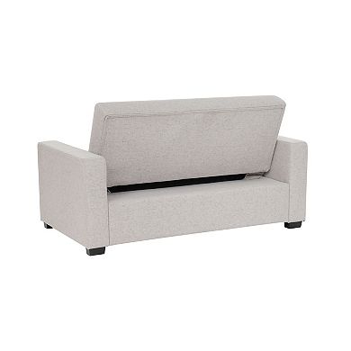 Linon Pull Out Sofa Bed with Storage & Two Cushions