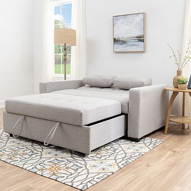 Linon Pull Out Sofa Bed with Storage & Two Cushions