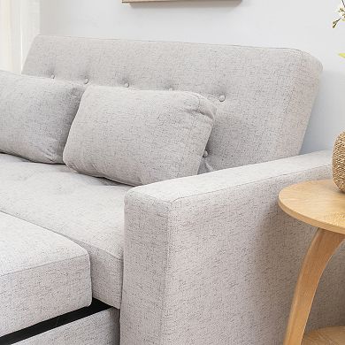 Linon Pull Out Sofa Bed with Storage & Two Cushions