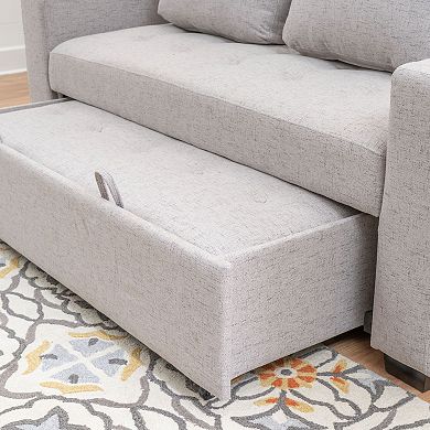 Linon Pull Out Sofa Bed with Storage & Two Cushions