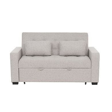 Linon Pull Out Sofa Bed with Storage & Two Cushions