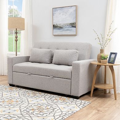 Linon Pull Out Sofa Bed with Storage & Two Cushions