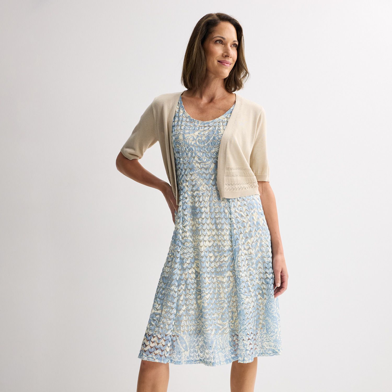 Женские платья Robbie Bee Short Sleeve 2 pc Sweater Dress — фото 1