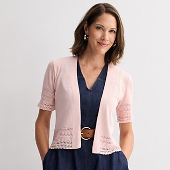 Women's Robbie Bee Open Front Short Sleeve Cardigan