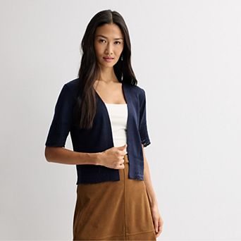 Women's Robbie Bee Open Front Short Sleeve Cardigan