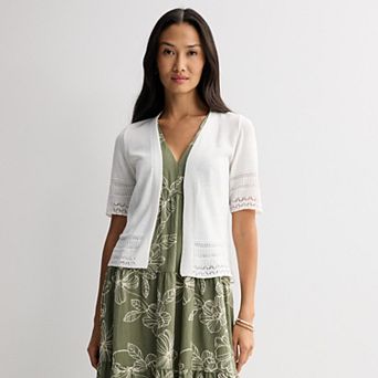 Women's Robbie Bee Open Front Short Sleeve Cardigan