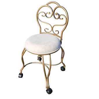 Carolina Chair & Table Contemporary Upholstered Vanity Stool with Wheels