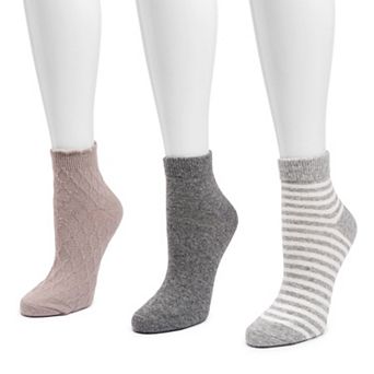 Women's MUK LUKS 3-Pack Mini Crew Wool Blend Socks