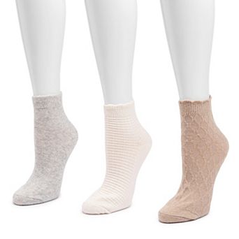 Women's MUK LUKS 3-Pack Mini Crew Wool Blend Socks