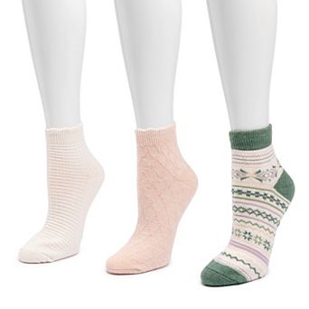 Women's MUK LUKS 3-Pack Mini Crew Wool Blend Socks