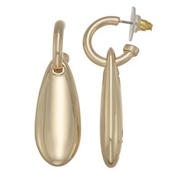 Nine West Gold-Tone Puffy Drop Post Earrings