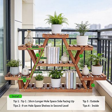 6 Tier A Frame Wooden Plant Stand