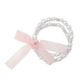 You're Invited Silver Tone Simulated Pearl Stretch Bracelet Set
