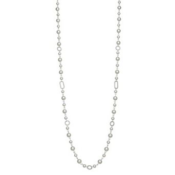 You're Invited Silver Tone Simulated Pearl Open Chain Necklace