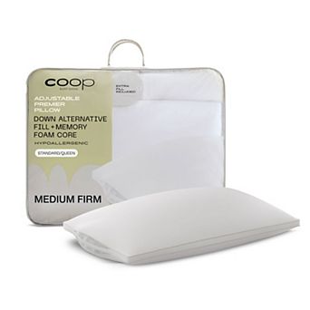 COOP Sleep Down Alternative Fill & Memory Foam Core Adjustable Premier Pillow