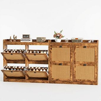 2 pc Shoe Storage Cabinet with 4 Flip Drawers