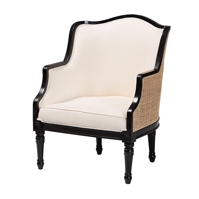 bali & pari Elizette Natural Rattan Accent Chair, Beige Black