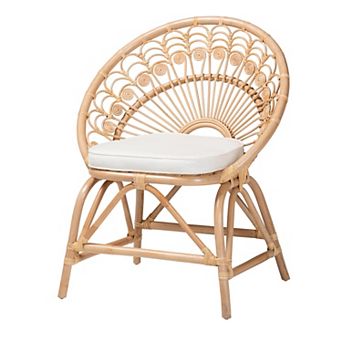 bali & pari Abriella Natural Rattan Peacock Chair with Cushion