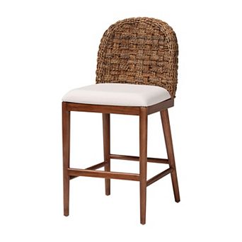 Bali & Pari Denver Seagrass Counter Stool with Upholstered Seat