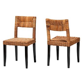 bali & pari Manrico 2 pc Natural Rattan Dining Chair Set