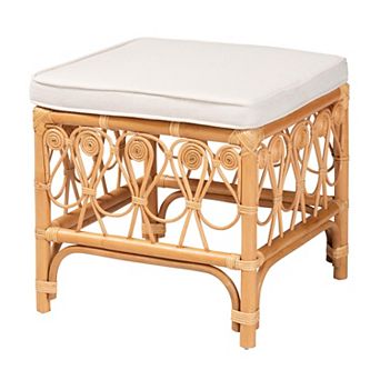 bali & pari Ibiza Natural Rattan Footstool with Cushion