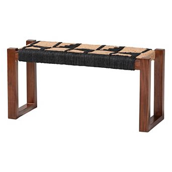 bali & pari Jerilyn Seagrass Bench with Wood Frame